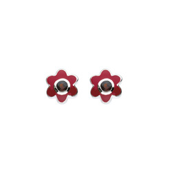 Genuine Garnet Adorable Flower Girls Earrings - January Birthstone/