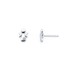 Angel Diamond Earrings for Girls and Baby - Sterling Silver Rhodium Earrings with Push-Back Posts/