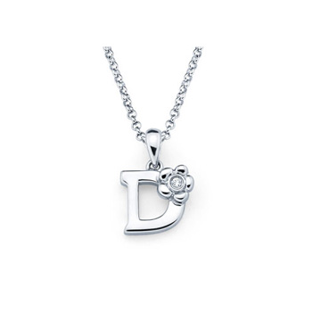 Children's Initial Necklace - Letter D - Sterling Silver