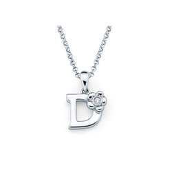 Children's Initial Necklace - Letter D - Sterling Silver/
