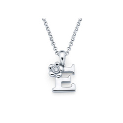 Children's Initial Necklace - Letter E - Sterling Silver/