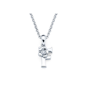 Children's Initial Necklace - Letter F - Sterling Silver