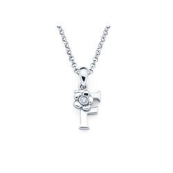 Children's Initial Necklace - Letter F - Sterling Silver/