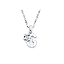 Children's Initial Necklace - Letter G - Sterling Silver/