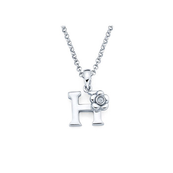 Children's Initial Necklace - Letter H - Sterling Silver