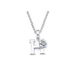Children's Initial Necklace - Letter H - Sterling Silver/