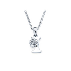 Children's Initial Necklace - Letter I - Sterling Silver/