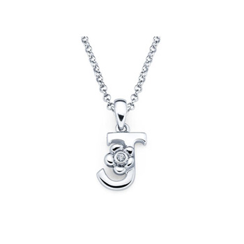 Children's Initial Necklace - Letter J - Sterling Silver