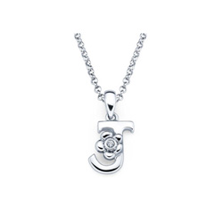 Children's Initial Necklace - Letter J - Sterling Silver/