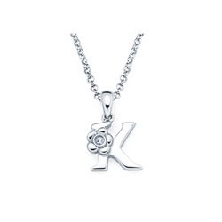 Children's Initial Necklace - Letter K - Sterling Silver/