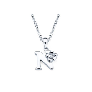 Children's Initial Necklace - Letter N - Sterling Silver