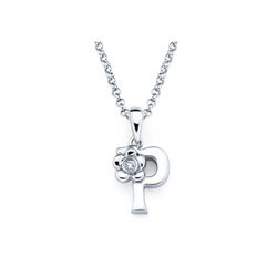 Children's Initial Necklace - Letter P - Sterling Silver/