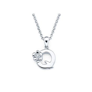 Children's Initial Necklace - Letter Q - Sterling Silver