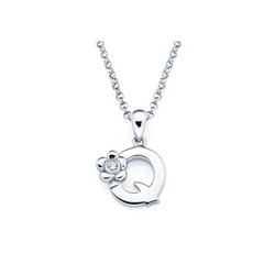 Children's Initial Necklace - Letter Q - Sterling Silver/