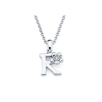 Children's Initial Necklace - Letter R - Sterling Silver