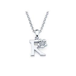 Children's Initial Necklace - Letter R - Sterling Silver/