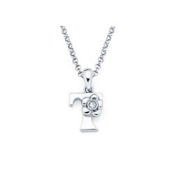 Children's Initial Necklace - Letter T - Sterling Silver/