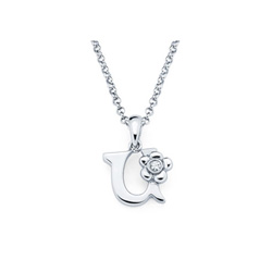 Children's Initial Necklace - Letter U - Sterling Silver/