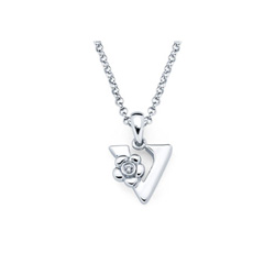 Children's Initial Necklace - Letter V - Sterling Silver/