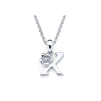 Children's Initial Necklace - Letter X - Sterling Silver