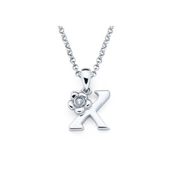 Children's Initial Necklace - Letter X - Sterling Silver/