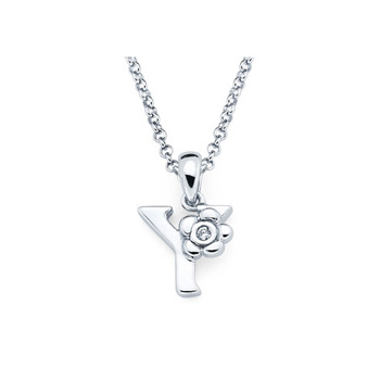 Children's Initial Necklace - Letter Y - Sterling Silver