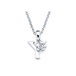 Children's Initial Necklace - Letter Y - Sterling Silver/