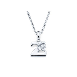 Children's Initial Necklace - Letter Z - Sterling Silver/