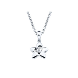 Star Pendant - Diamond Girls Necklace - Sterling Silver Rhodium/