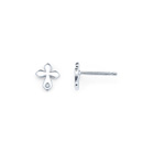 Cross Diamond Earrings for Girls and Baby - Sterling Silver Rhodium Earrings with Push-Back Posts