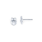 Present Diamond Earrings for Girls and Baby - Sterling Silver Rhodium Earrings with Push-Back Posts