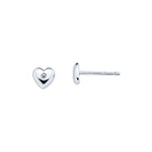 Heart Diamond Earrings for Girls and Baby - Sterling Silver Rhodium Earrings with Push-Back Posts - BEST SELLER