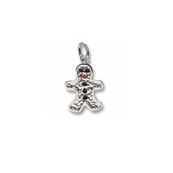 Rembrandt Sterling Silver Gingerbread Man Charm – Engravable on back - Add to a bracelet or necklace/