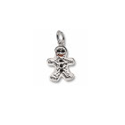 Rembrandt Sterling Silver Gingerbread Man Charm – Engravable on back - Add to a bracelet or necklace