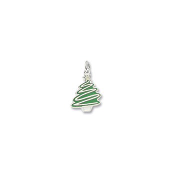 Rembrandt Sterling Silver Christmas Tree Charm – Engravable on back - Add to a bracelet or necklace