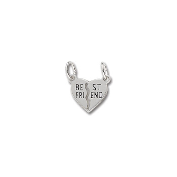 Rembrandt Sterling Silver Best Friends Heart Charm – Engravable on back - Add to a bracelet or necklace