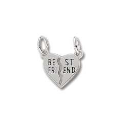 Rembrandt Sterling Silver Best Friends Heart Charm – Engravable on back - Add to a bracelet or necklace/
