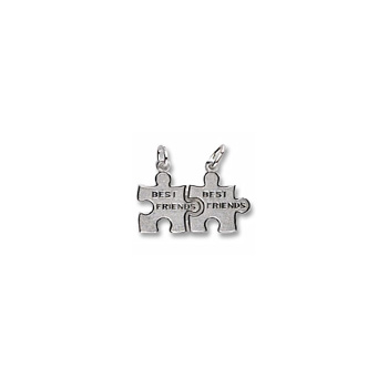 Rembrandt Sterling Silver Best Friend Puzzle Charm – Engravable on back - Add to a bracelet or necklace