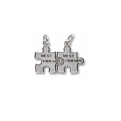 Rembrandt Sterling Silver Best Friend Puzzle Charm – Engravable on back - Add to a bracelet or necklace/
