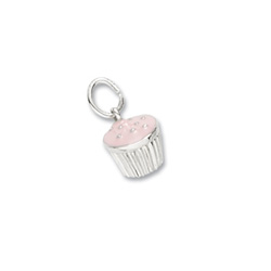 Rembrandt Sterling Silver Cupcake Charm (Pink Frosting) - Add to a bracelet or create a custom charm pendant necklace/
