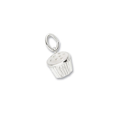 Rembrandt Sterling Silver Cupcake Charm (White Frosting) - Add to a bracelet or create a custom charm pendant necklace/