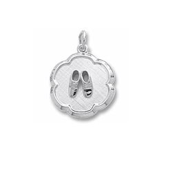 Baby Booties on Scalloped Disc Charm/