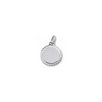 Rembrandt Sterling Silver Diamond-Cut Round Disc Charm – Engravable on back - Add to a bracelet or necklace