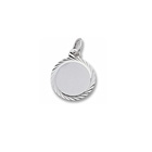Rembrandt Sterling Silver Diamond-Cut Round Disc Charm – Engravable on back - Add to a bracelet or necklace