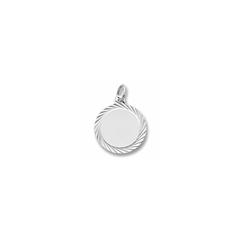 Medium Round Diamond-Cut - Sterling Silver Rembrandt Charm - Engravable on front and back - Add to a bracelet or necklace