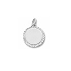 Medium Round Diamond-Cut - Sterling Silver Rembrandt Charm - Engravable on front and back - Add to a bracelet or necklace
