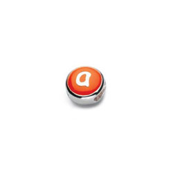 Letter a  - Blue and Orange Kids Alphabet Letter Charm Bead - High-Polished Sterling Silver Rhodium - Add to a bracelet or necklace/