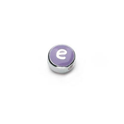 Letter e  - Hot Pink and Purple Kids Alphabet Letter Charm Bead - High-Polished Sterling Silver Rhodium - Add to a bracelet or necklace/