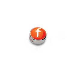 Letter f  - Blue and Orange Kids Alphabet Letter Charm Bead - High-Polished Sterling Silver Rhodium - Add to a bracelet or necklace/