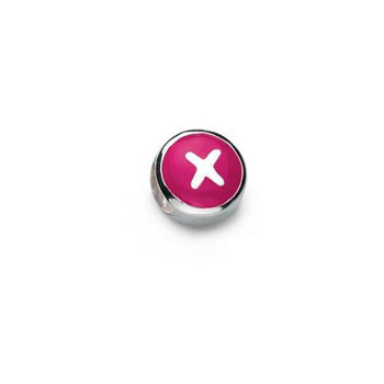 Letter x - Hot Pink and Purple Kids Alphabet Letter Charm Bead - High-Polished Sterling Silver Rhodium - Add to a bracelet or necklace